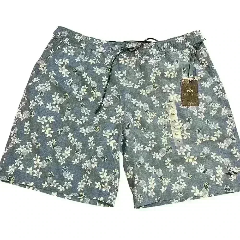 NWT Fish Hippie M Deluna Volley Short Chambray Size XL 8” Inseam Resort Beach